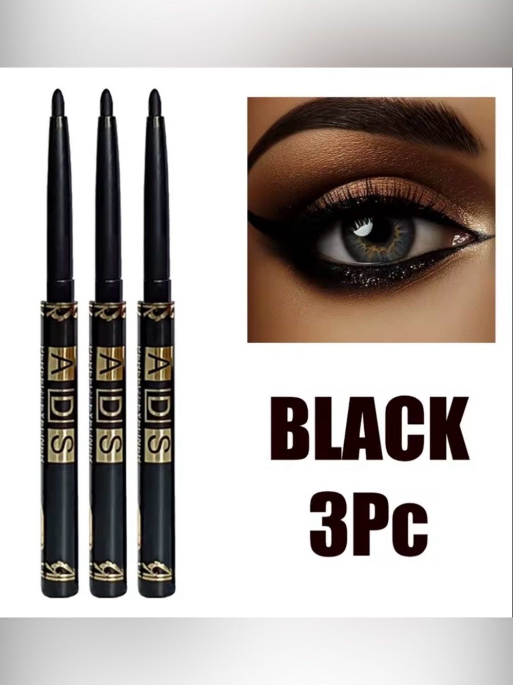 Black Eyeliner Pencil - Creamy Precision Eye Liner PACK OF 3